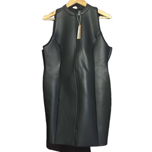 NWT SKIMS Onyx Rubberized Scuba Zip Up Body Con Swim Mock Neck Dress Size 3X